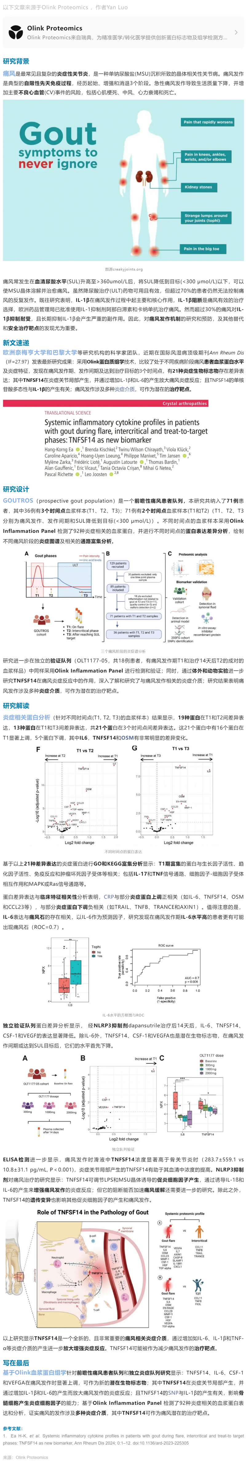 8-2 痛风案例 |Olink 助力系统炎症因子图谱绘制与新靶点发现